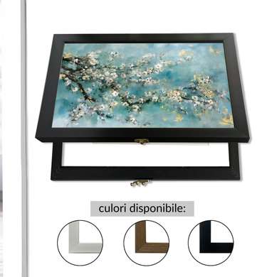 Multifunctional Wall Art - Painted flowers, 30x40cm, White Frame
