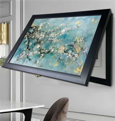 Multifunctional Wall Art - Painted flowers, 30x40cm, White Frame