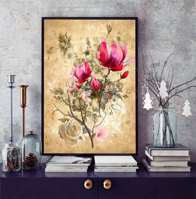 Poster - Buchet de flori de primăvară, 30 x 45 см, Panza pe cadru, Flori