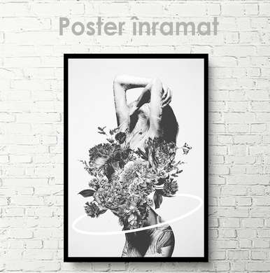 Poster - Flowers of the Soul, 60 x 90 см, Framed poster on glass, Black & White