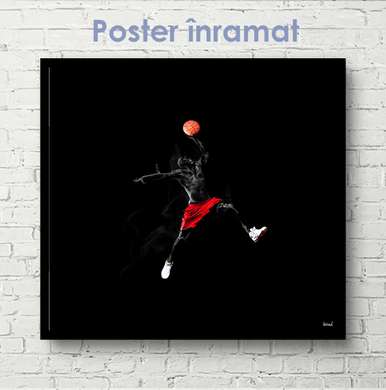 Poster - Basketball, 100 x 100 см, Framed poster on glass, Sport