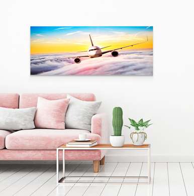 Poster - Avionul în nori, 90 x 45 см, Poster înrămat, Transport