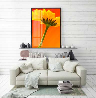 Poster - Pink flower with butterfly, 45 x 90 см, Framed poster, Flowers