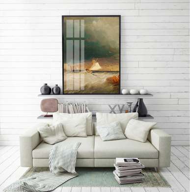 Постер - Бушующие море, 30 x 45 см, Холст на подрамнике, Живопись