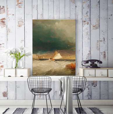 Постер - Бушующие море, 30 x 45 см, Холст на подрамнике, Живопись