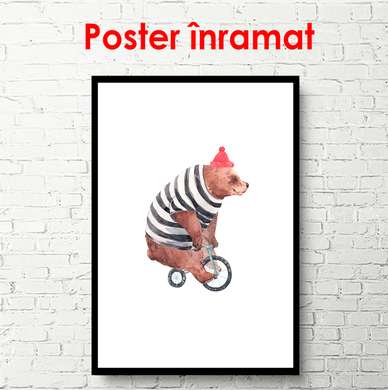 Poster - Ursuleț pe bicicletă, 30 x 60 см, Panza pe cadru