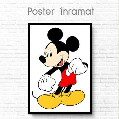 Постер - Микки Маус, 60 x 90 см, Постер на Стекле в раме