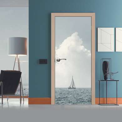 3Д наклейка на дверь, Яхта, 60 x 90cm, Наклейка на Дверь