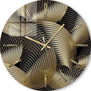 Glass clock - Golden lines, 40cm