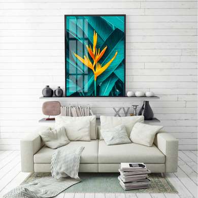 Poster - Exotic yellow flower, 30 x 60 см, Canvas on frame, Botanical