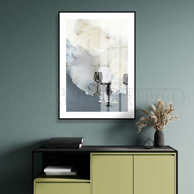 Poster - Abstract Wine Glass, 30 x 45 см, Canvas on frame, Food and Drinks