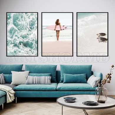 Poster - Ocean, 60 x 90 см, Framed poster on glass, Sets