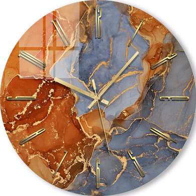 Ceas din sticlă - Textura de marmura, 30cm