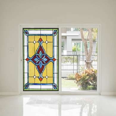 Window Privacy Film, Decorative stained glass multicolored geometry, 60 x 90cm, Transparent