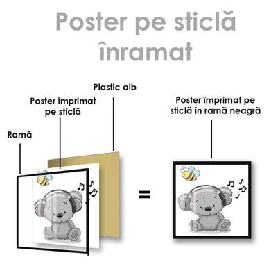 Poster - Koala listening to music, 40 x 40 см, Canvas on frame, For Kids