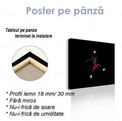 Poster - Basketball, 100 x 100 см, Framed poster on glass, Sport