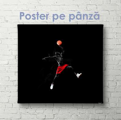 Постер - Баскетбол, 100 x 100 см, Постер на Стекле в раме, Спорт