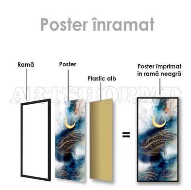 Poster - Moon on an abstract background, 45 x 90 см, Framed poster on glass, Abstract