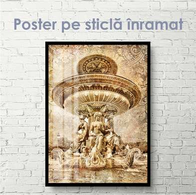 Poster - Golden vintage fountain, 30 x 60 см, Canvas on frame