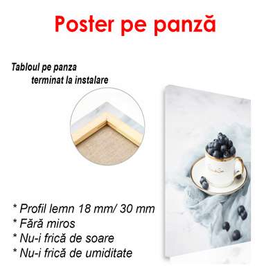 Постер - Белая чашка с ягодами, 60 x 90 см, Постер в раме, Минимализм