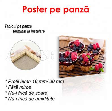 Poster - Coșul de prăjituri delicioase pe masă, 90 x 60 см, Poster înrămat, Alimente și Băuturi