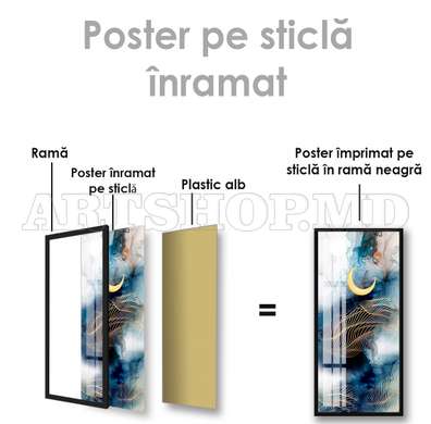 Poster - Moon on an abstract background, 45 x 90 см, Framed poster on glass, Abstract