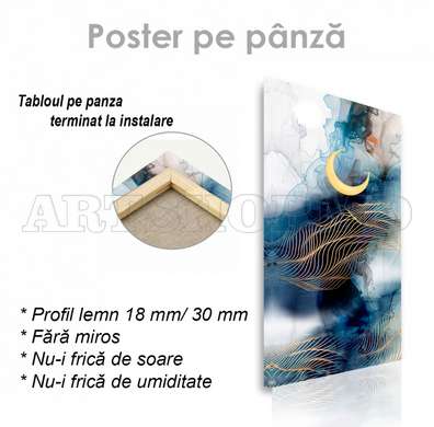 Poster - Moon on an abstract background, 45 x 90 см, Framed poster on glass, Abstract