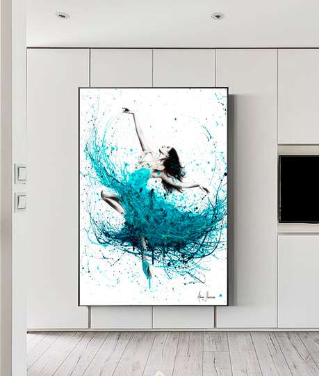 Framed Painting - Girl in a turquoise skirt, 50 x 75 см