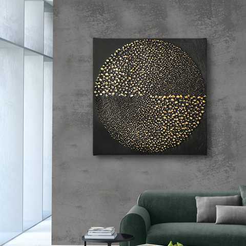 Постер, Золотой круг в крапинку на черном фоне - ArtShop— Фабрика Фотообоев  и Постеров в Кишиневе