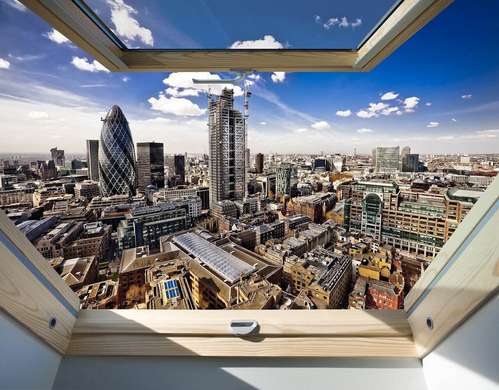Wall Sticker - 3D window with wonderful city view, Window imitation