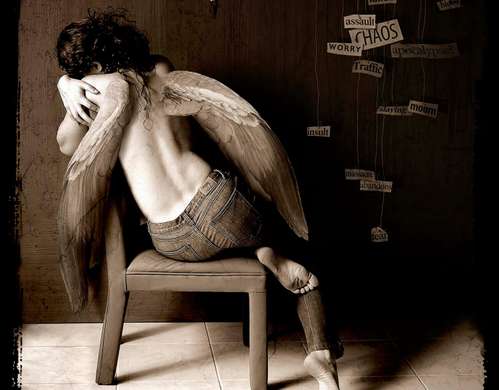 Постер - Ангел с крыльями, 40 x 40 см, Холст на подрамнике