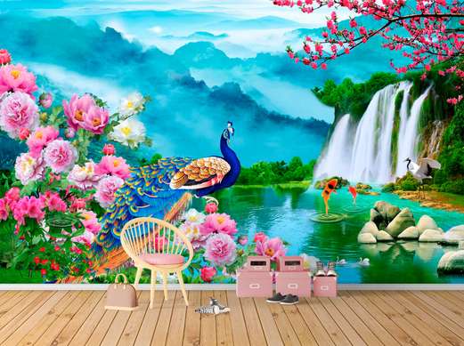 Wall Mural - Peacock in mountain paradise