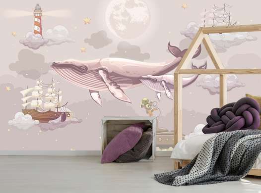 Wall mural for the nursery - "World of Dreams" in pink shades