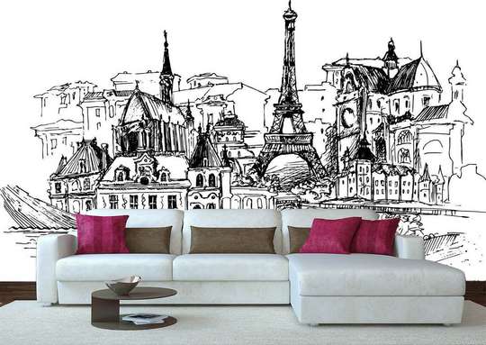 Wall Mural - Outlines of Paris.