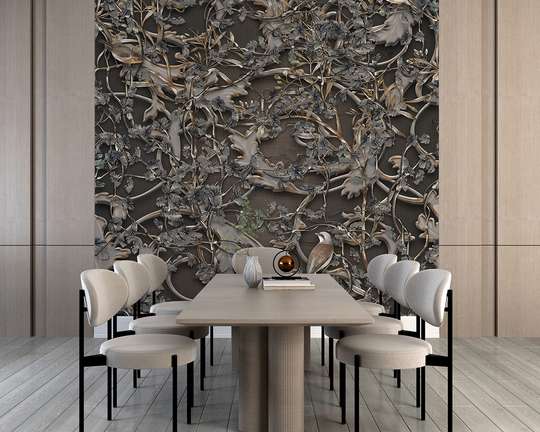 Wall Mural - Branchy texture on a brown background
