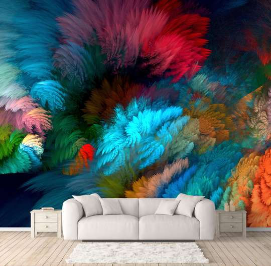 Wall Mural - Multi-colored stains on a black background