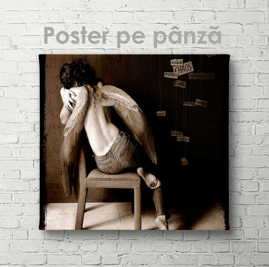 Постер - Ангел с крыльями, 40 x 40 см, Холст на подрамнике