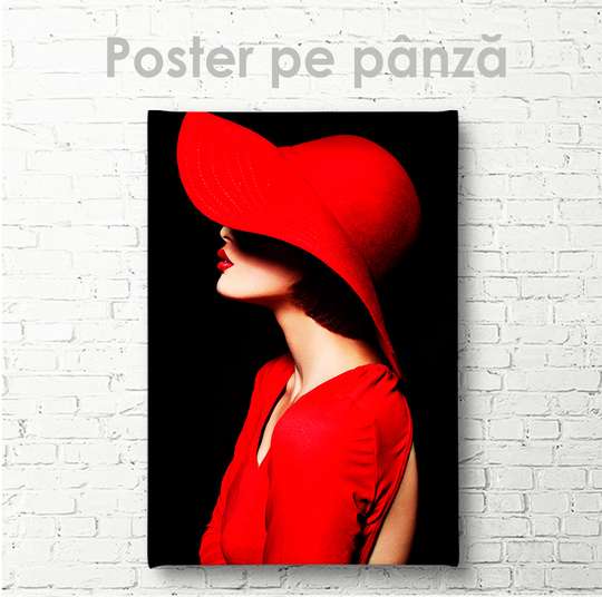 Poster - Fată misterioasă în roșu, 30 x 45 см, Panza pe cadru