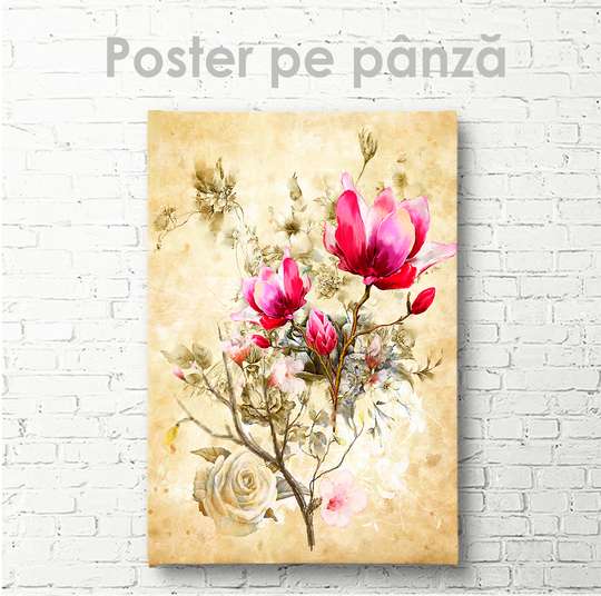 Poster - Buchet de flori de primăvară, 30 x 45 см, Panza pe cadru