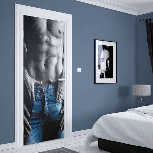 3Д наклейка на дверь, Красота мужского тела, 60 x 90cm