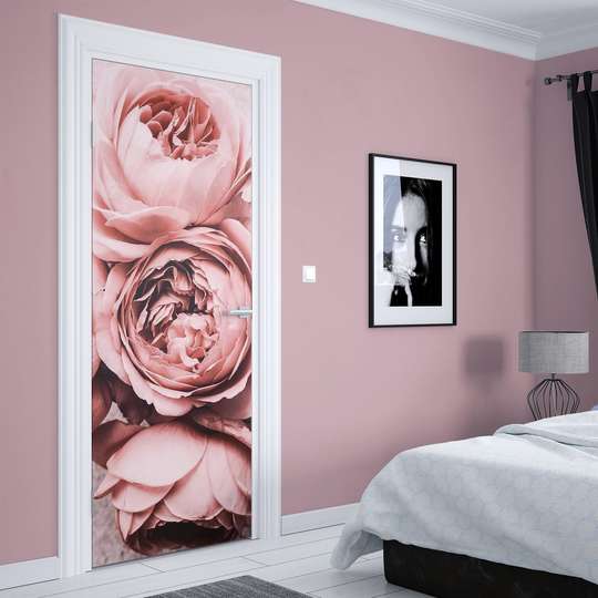3Д наклейка на дверь, Розовые пионы, 60 x 90cm, Наклейка на Дверь