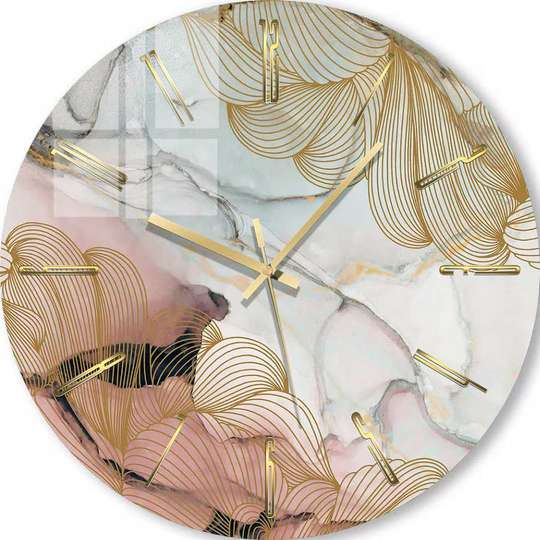 Glass clock - Abstract flowers on a gentle background, 40cm