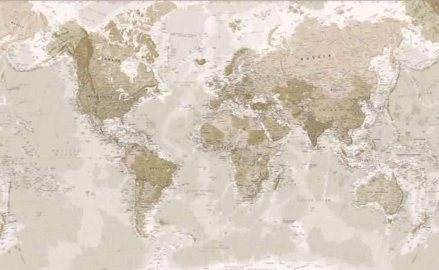 Fototapet - Harta politică a lumii pe maro