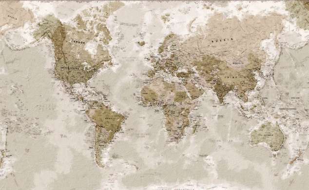 Фотообои - Коричневая политическая карта мира