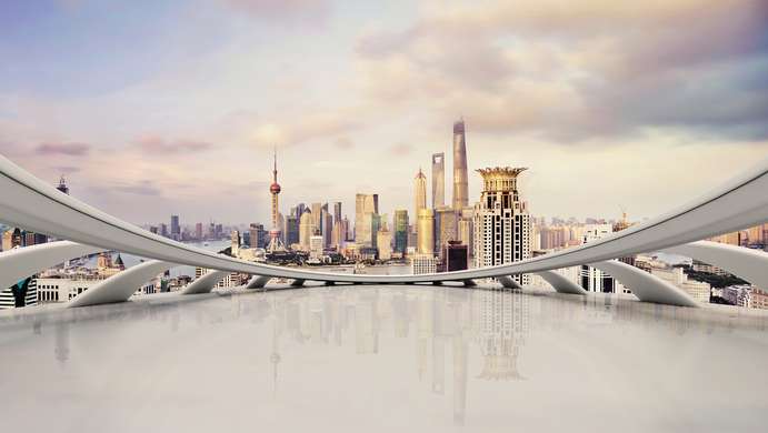 Wall Mural - View of the morning city