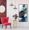 Poster - Moon on an abstract background, 45 x 90 см, Framed poster on glass, Abstract