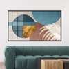 Poster - The leaf and the circles, 90 x 45 см, Framed poster on glass, Abstract