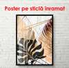 Poster - Grădină tropicală în culori aurii 1, 60 x 90 см, Poster înrămat, Glamour