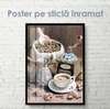 Постер - Кофейный набор в стиле винтаж, 30 x 45 см, Холст на подрамнике, Еда и Напитки