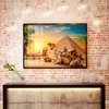 Постер - Египет- Пирамида- Верблюд и закат, 45 x 30 см, Холст на подрамнике